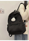 Large capacity nylon school backpack for grades 5-6, solid colour, waterproof and anti-theft