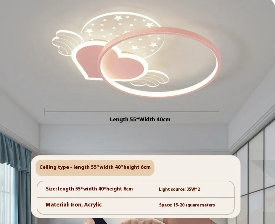 Children's moon and cloud themed ceiling lamp with colour changing lights and dimming function