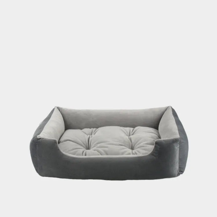 Fine velvet pet bed with removable pad in Khaki, 60x42x14cm size for medium dogs