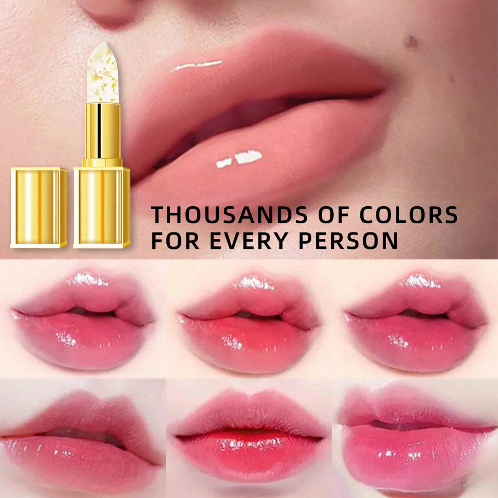 Temperature-sensitive colour-changing lip balm with anti-smudge moisturising properties