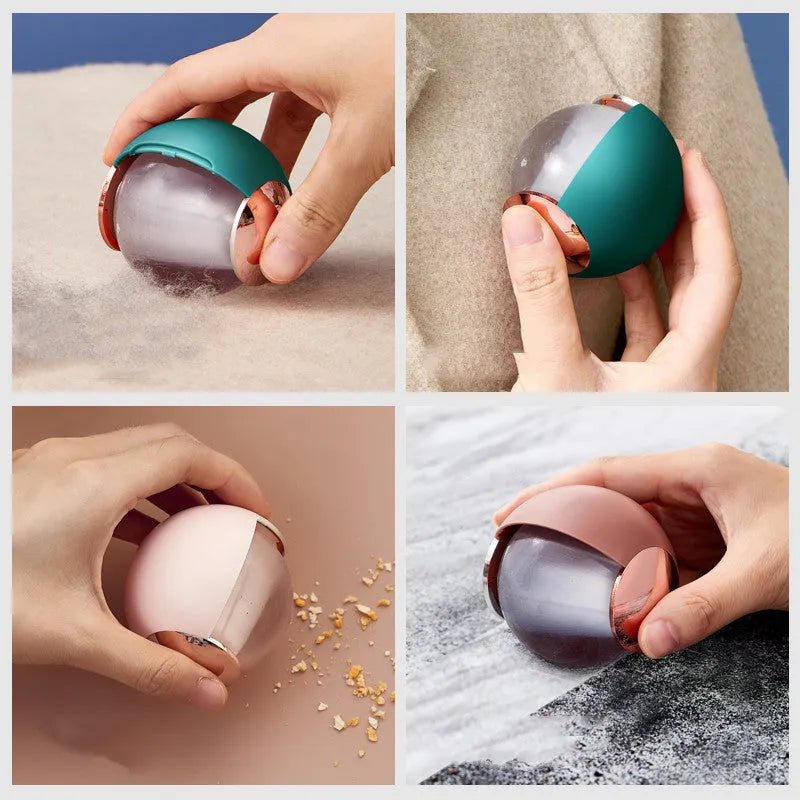 Reusable gel lint roller with sticky hair removal ball in metallic gold colour options