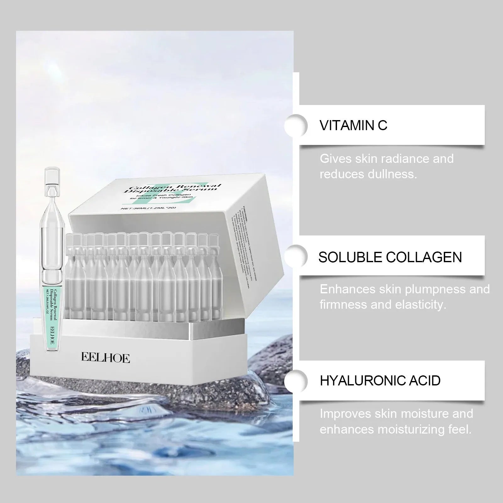 Disposable nursing care solution with 30 individual 1.2ml sachets in compact container
