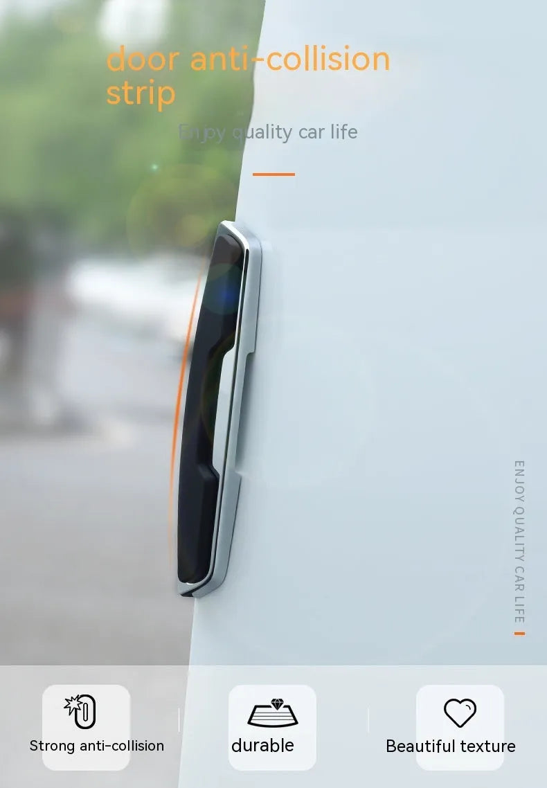 Four black silicone car door bumper strips for edge protection, each measuring 9.5cm by 2cm.