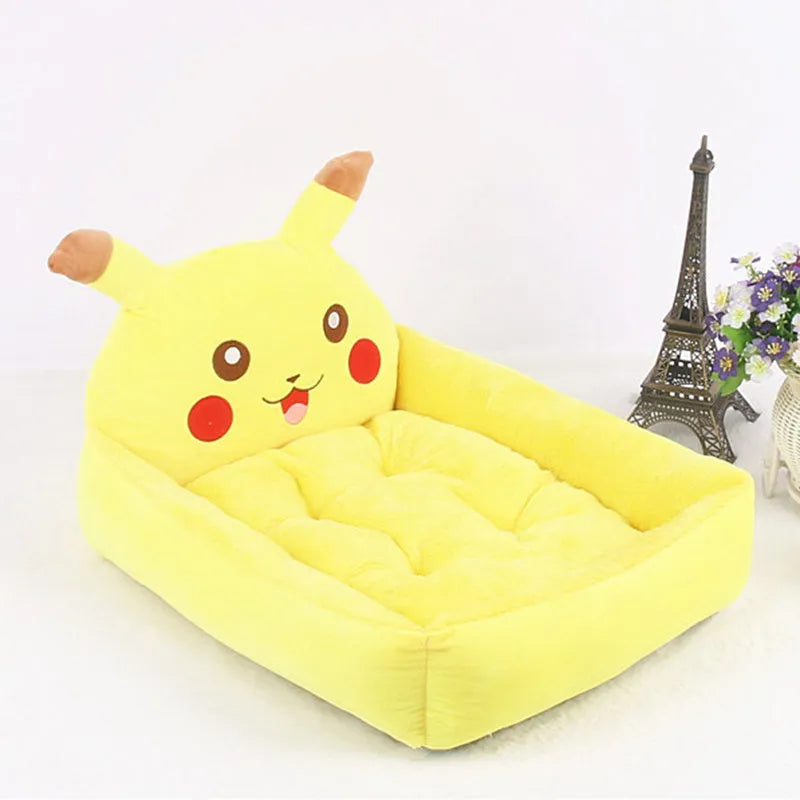Cartoon-style sofa bed for small dogs or cats, shown in a choice of colours with soft plush interior.