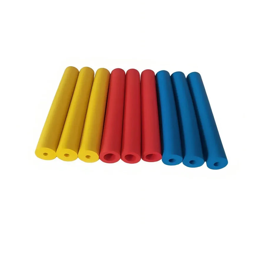 Rubber auxiliary grip hose for tableware and pens, showing inner diameters of 10mm and 18mm.