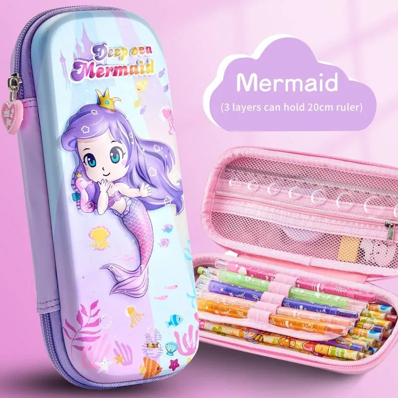 3D leather pencil case with embossed character design showing detailed astronaut or fantasy creature artwork