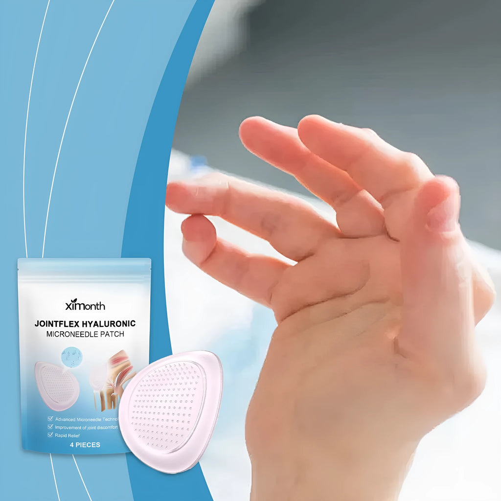 Pack of four joint microneedle patches containing Curcumin and hyaluronic acid external paste.