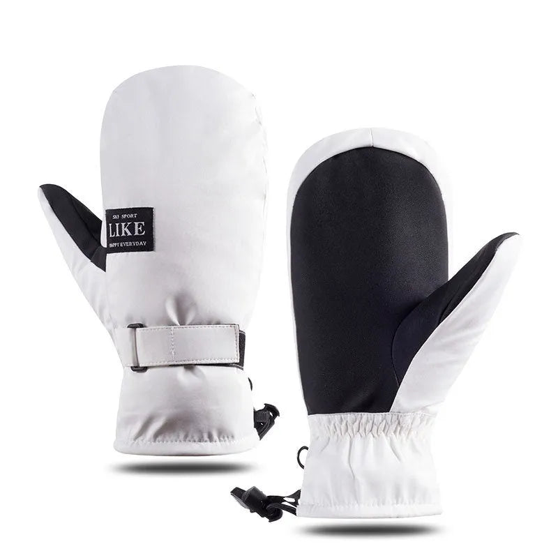Black touch screen compatible cycling mittens made from thick pongee cloth.