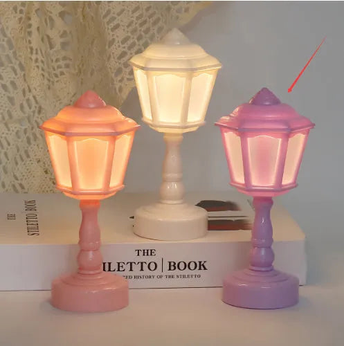 Retro pagoda shaped night lamp with geometric 3D design and LED lighting in choice of colours
