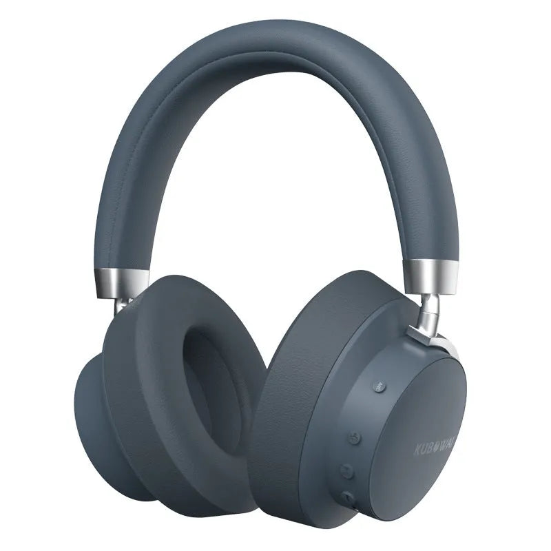 Grey sports wireless Bluetooth headset with head-mounted design and dual-ear stereo sound