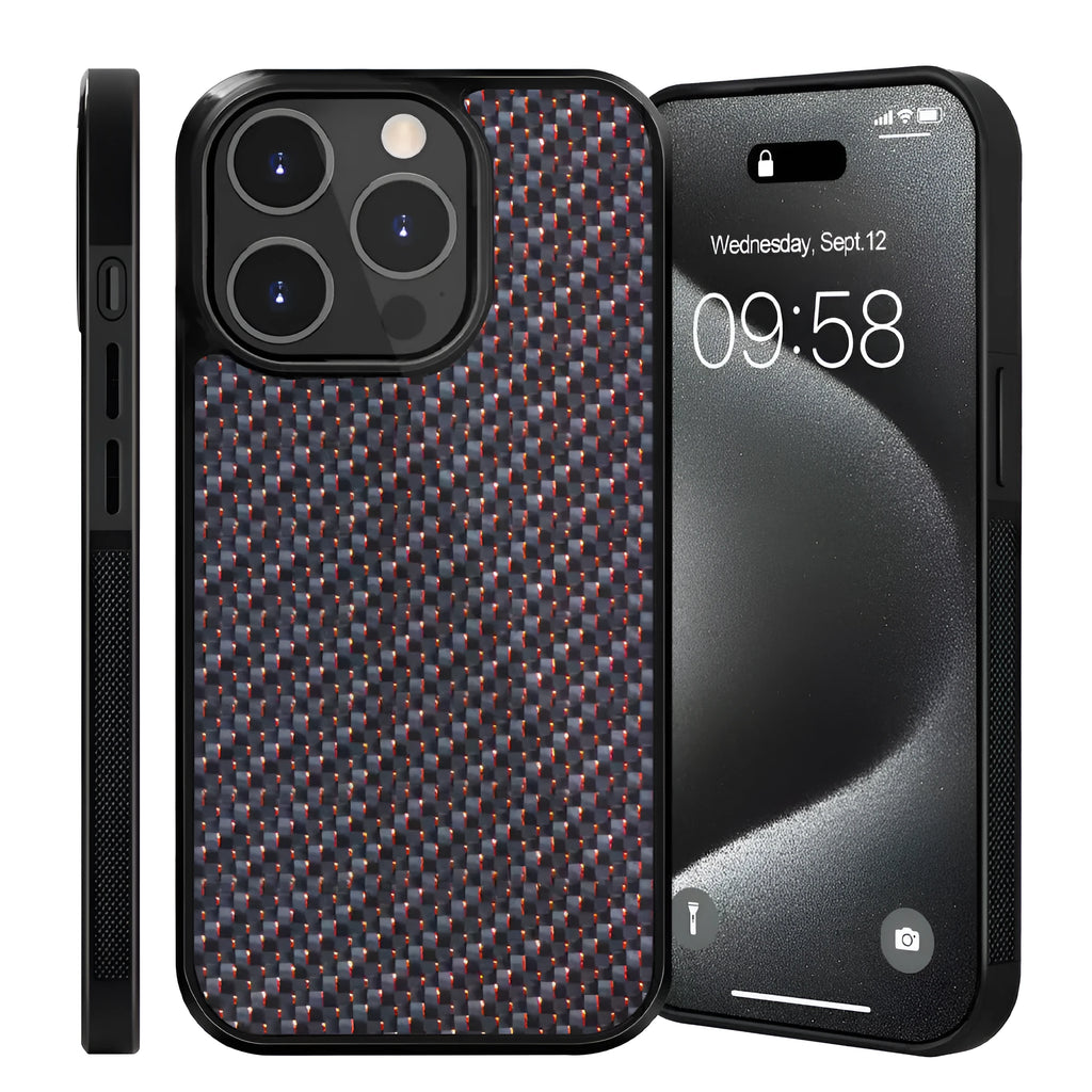 Carbon fibre 3K twill phone case with magnetic suction, shockproof, fits iPhone 15 Pro Max