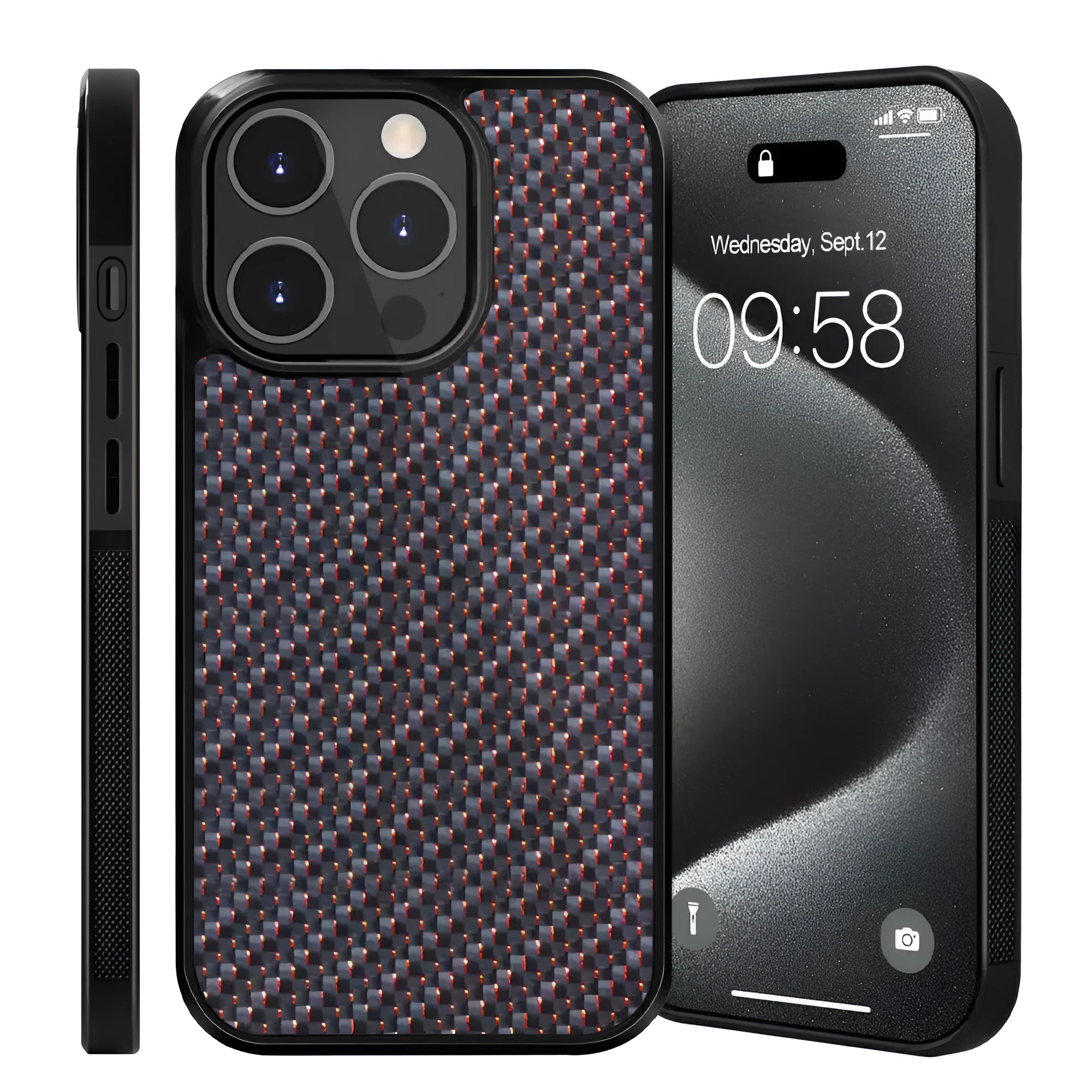 Carbon fibre 3K twill phone case with magnetic suction, shockproof, fits iPhone 15 Pro Max