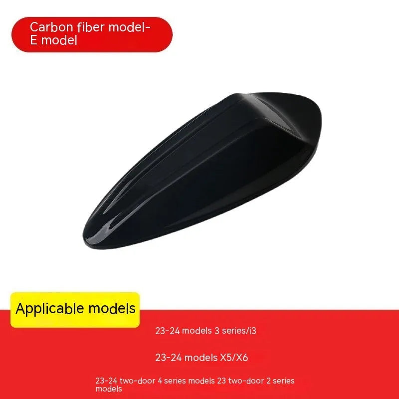 BMW shark fin antenna cover in carbon fibre pattern and piano black ABS plastic.
