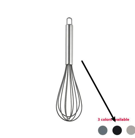 12-piece black silicone kitchen utensil set including spatula, spoon, and claw tools in a rotating storage bucket on a kitchen counter.