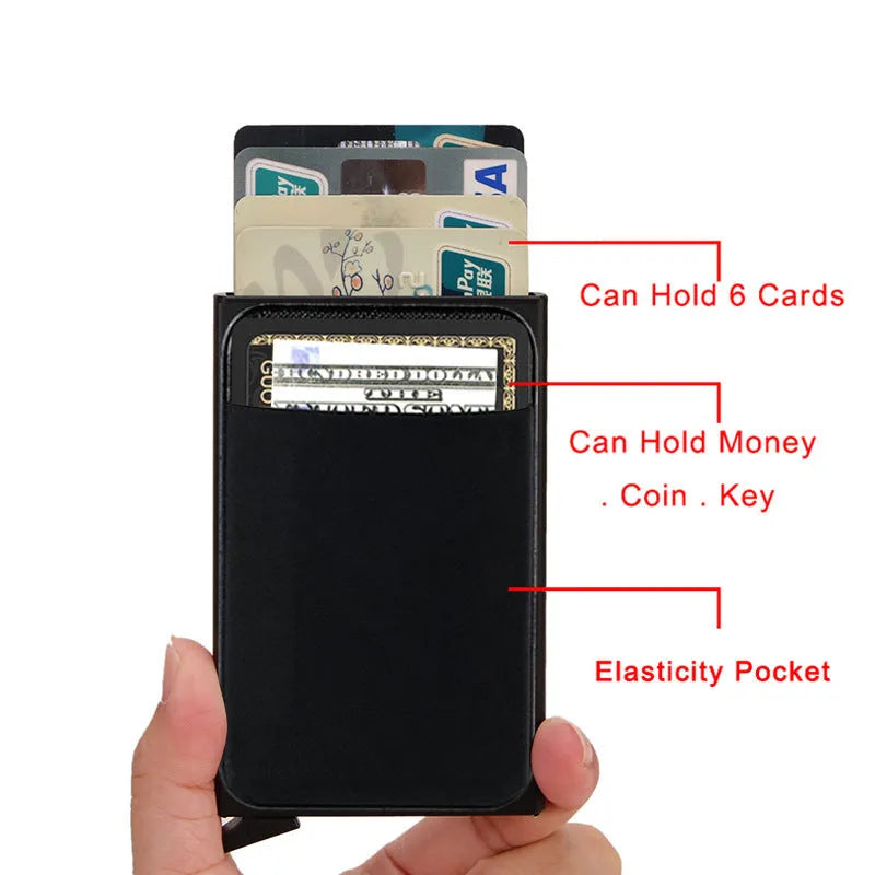 Aluminium alloy metal credit card holder with frosted finish, shown in silver colour.