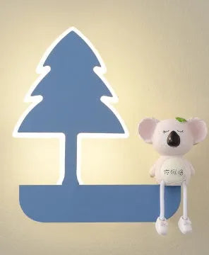 Children's bedroom cartoon wall lamp with iron shade in blue colour option, 400mm size, for bedside use