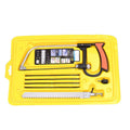 Seven-in-one alloy steel hand saw set with compact storage, blades for wood plastic and metal cutting