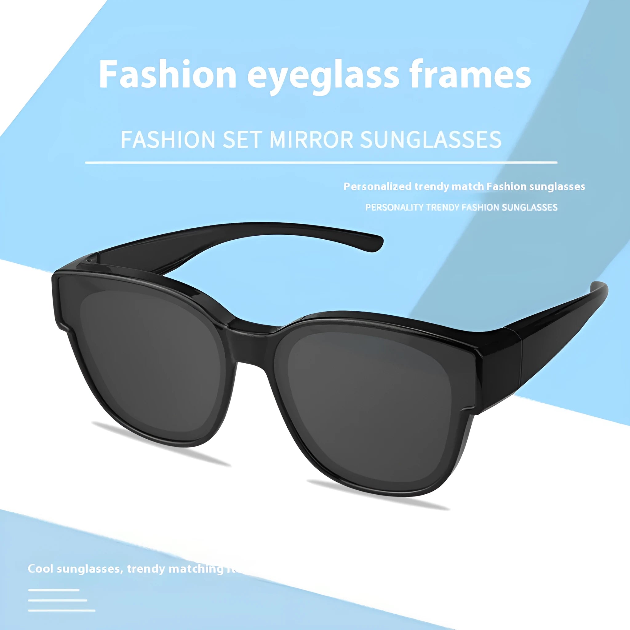Women's TR90 polarised sunglasses in black frame with blue lenses for outdoor activities