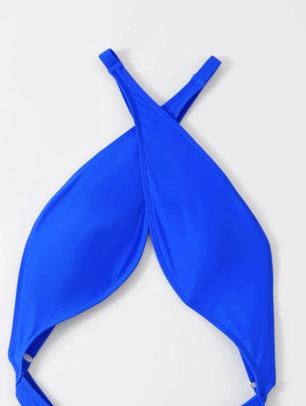 Blue and black solid colour women's one-piece swimsuit bikini on a mannequin