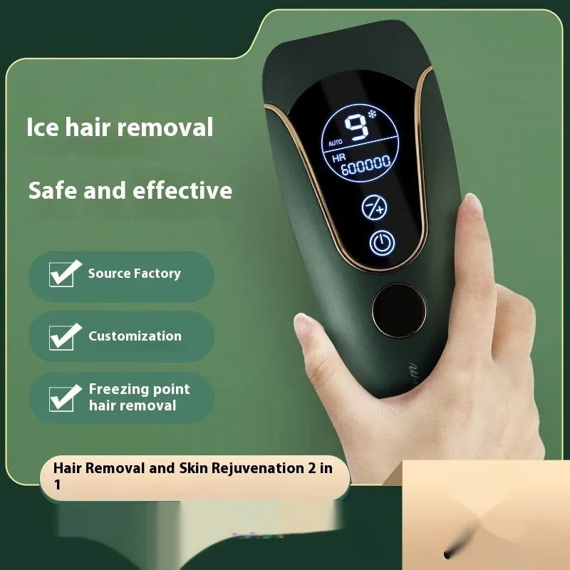 Freezing point hair removal device in sundial design available in green, pink and white colour options