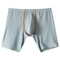 Men's ice silk nylon boxers with U convex pouch in mid-waist fit, shown in light green.