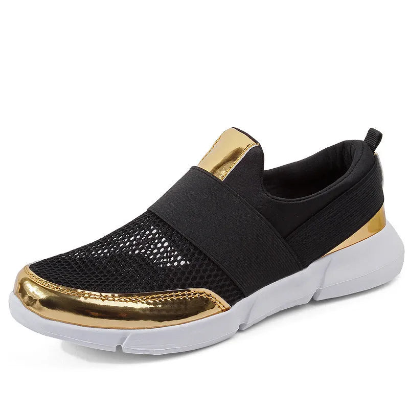 Women's breathable sneakers in black, blue, and grey with mesh lining and low tube design