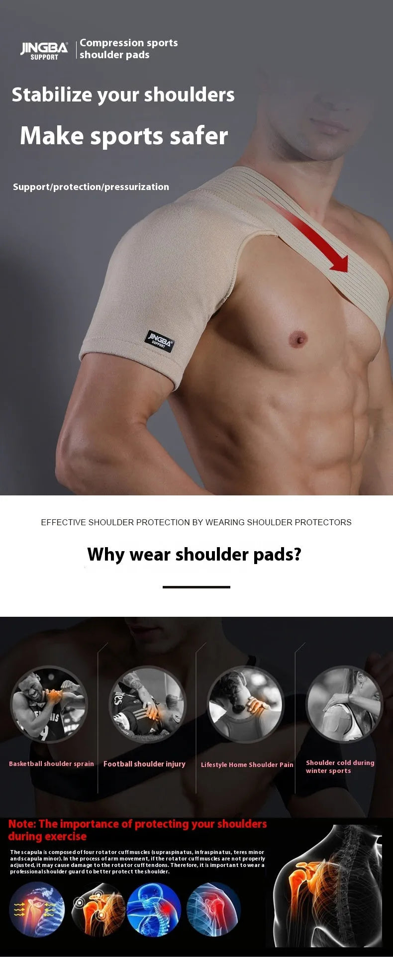 Adjustable single-shoulder sports protective gear in skin colour for weightlifting and multi-sport use.