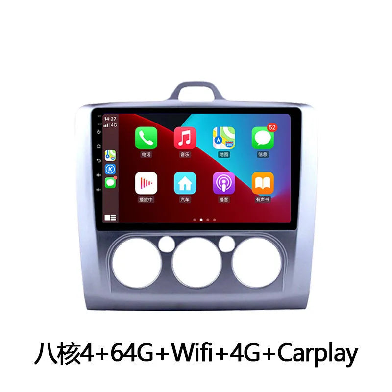 Volkswagen Fox car stereo with 9-inch touchscreen and integrated manual air conditioning control buttons