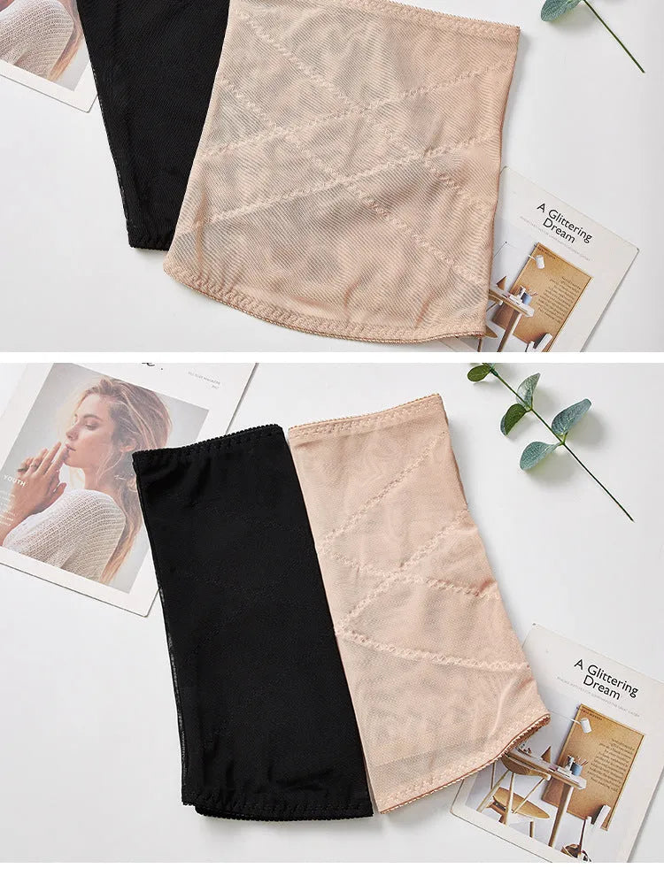 Black mesh belly band body sculpting strap with cross waistband design for waist trimming