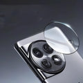 Large arc HD tempered glass lens protector with black alignment ring for OnePlus phones.