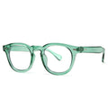 Round rim retro sunglasses with plastic frame and tinted UV400 lens, shown in bright black colour.