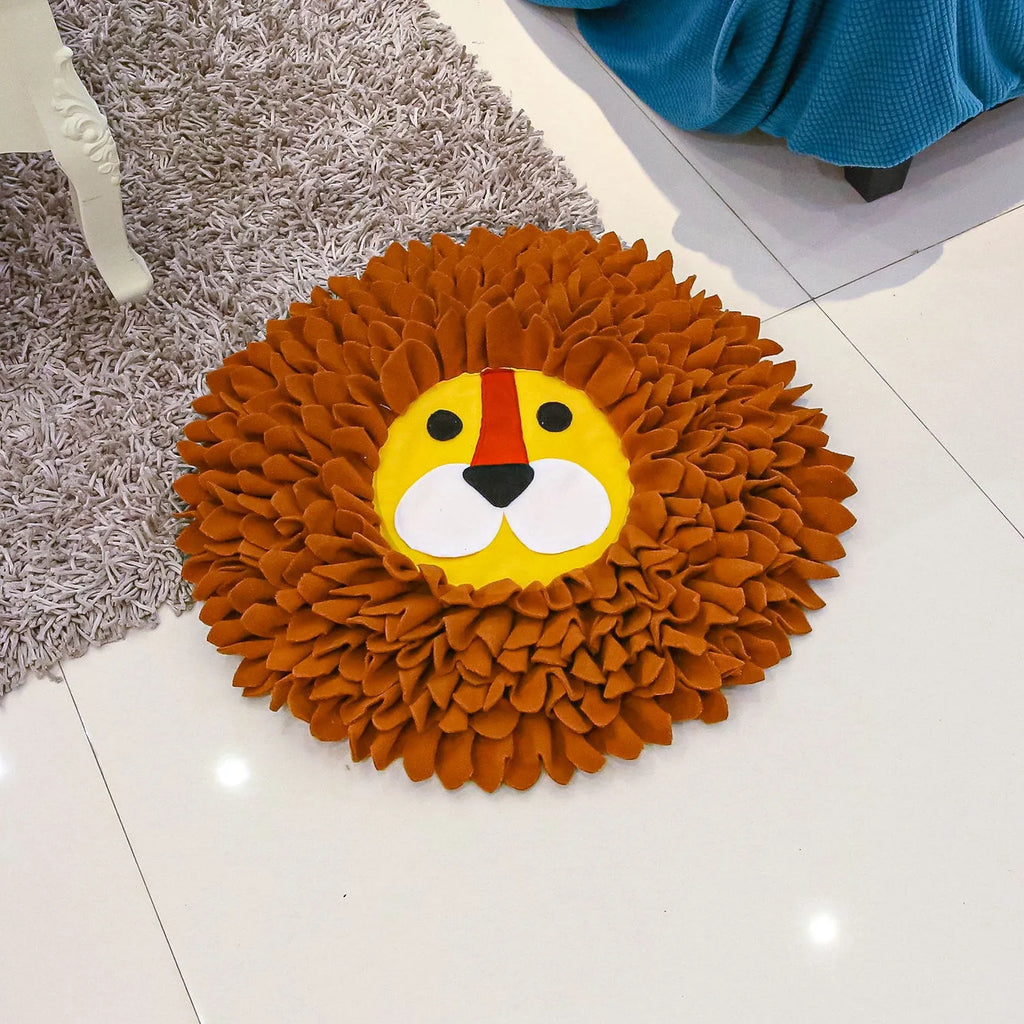 Brown Lion pet sniffing pad blanket for dogs and cats as an interactive food hiding toy