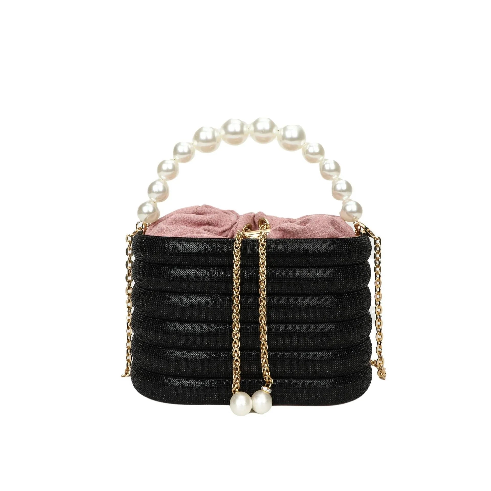 Round soft PU crossbody bag for women with beaded detail and a single strap, shown in a selection of colours.
