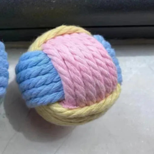 Handmade 5cm cat hair ball plush toy in blue powder, green blue, and pink green colours for interactive play