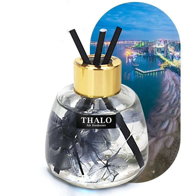 Glass car perfume ornament bottle for loose incense in various colours.
