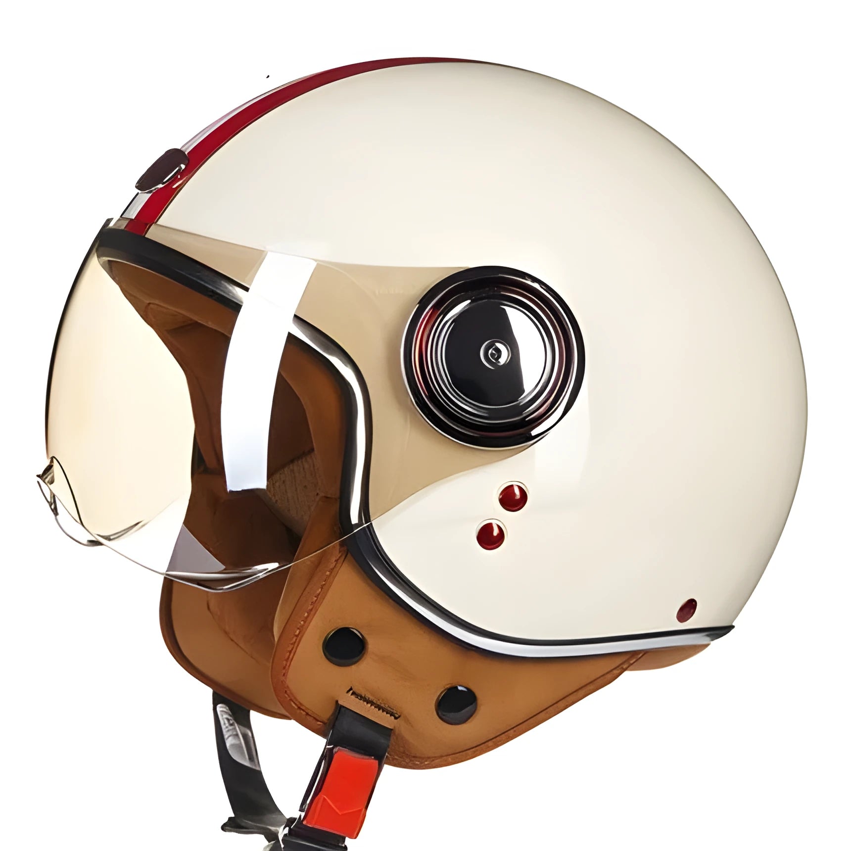 White, red, and green ABS half helmet for scrambling motorcycles and electric bicycles