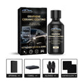 70ml bottle of automotive graphene ceramic coating with sponge, towel, gloves, and cloths laid out.