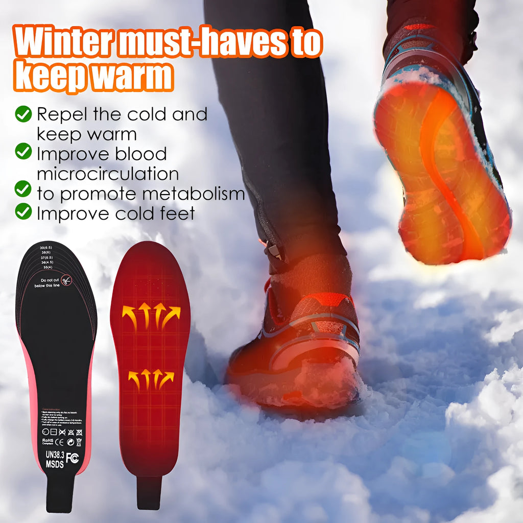 Rechargeable carbon fibre heated insoles for men women, cut to size, 50°C, with remote control