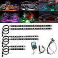 Black silicone RGB LED light bar with remote control for car and motorcycle atmosphere lighting.