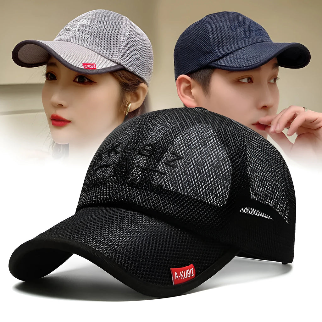 Men's adjustable mesh baseball cap in army green with a dome crown, shown on a solid background.
