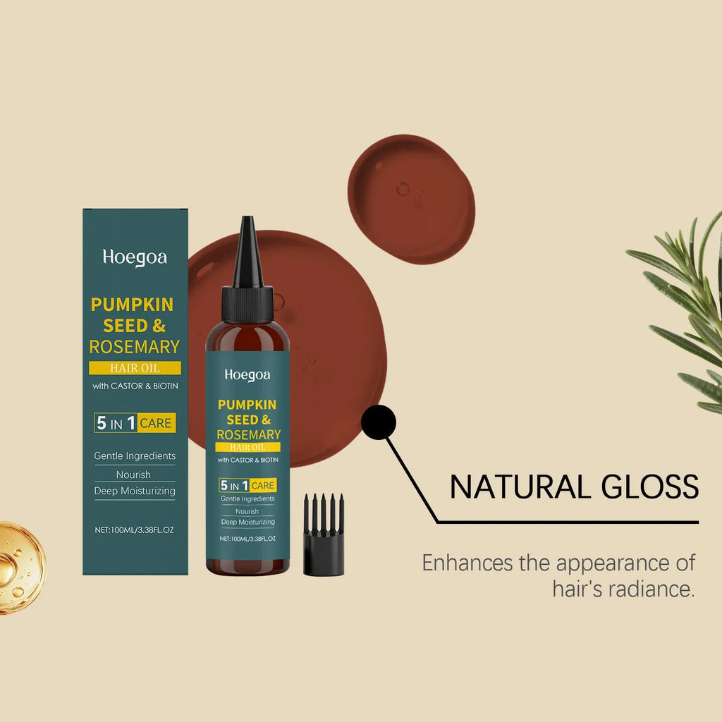 Rosemary essential hair oil 100ml set with pointed dispenser tip and hair comb