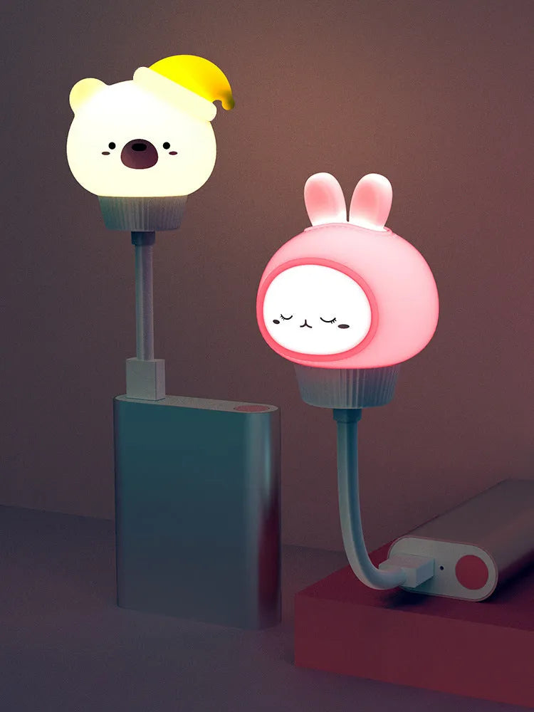 USB portable LED night light with cartoon bear rabbit duck designs and remote control