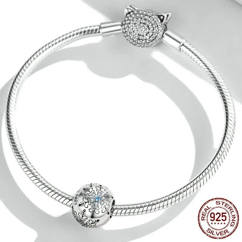 Snowflake DIY bead in 925 silver, scattered bead type, colour BSC513, for bracelet stringing