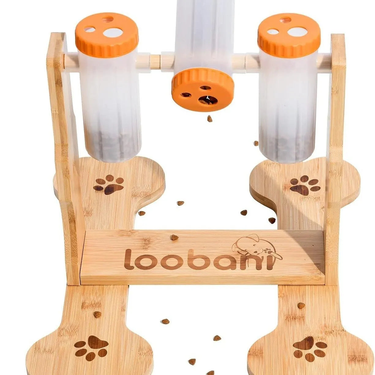 Wood colour wooden interactive dog puzzle feeder toy with dimensions 31x30x20cm