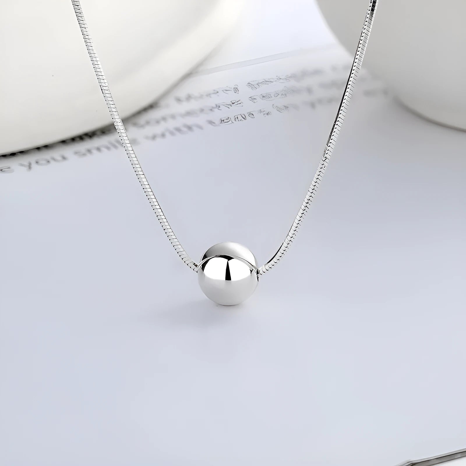 925 sterling silver clavicle chain necklace with small balls pendant in YFL376 colour