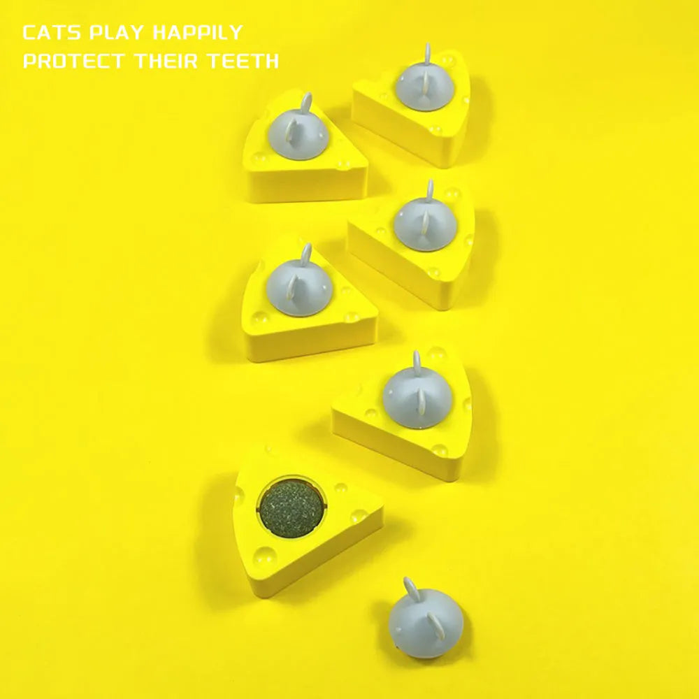 Yellow catnip toy balls with natural catnip and silvervine for teeth cleaning