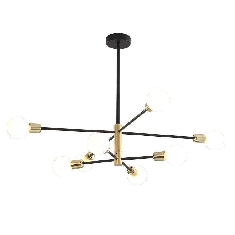 Nordic chandelier ceiling light, 65cm, 220V, available in 6, 8 or 10 heads with fully golden finish option