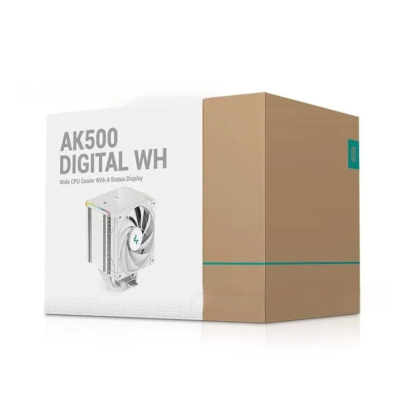 DeepCool AK Series black CPU tower air cooler with digital display and dual fans