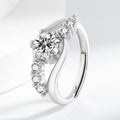 White gold colour crown couple finger ring in copper with round line pattern for women's simple style