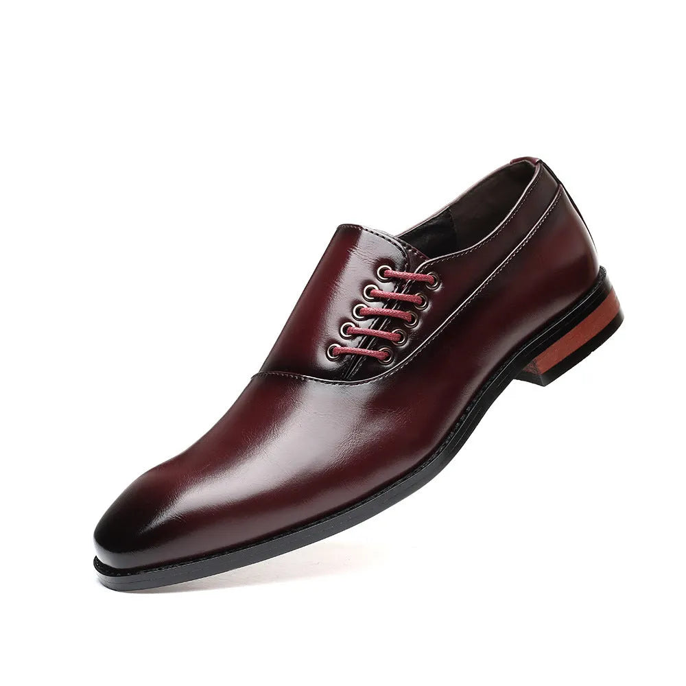Plus size men's business formal shoes in artificial PU black colour with breathable upper